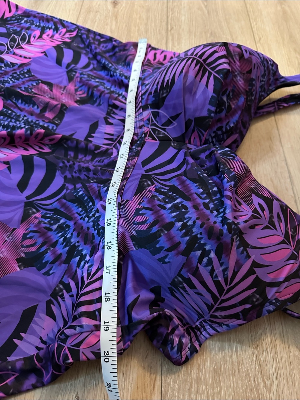 Swimsuits For All Purple & Hot Pink Tropical Tankini Swim top Bra 44DD - Picture 3 of 8